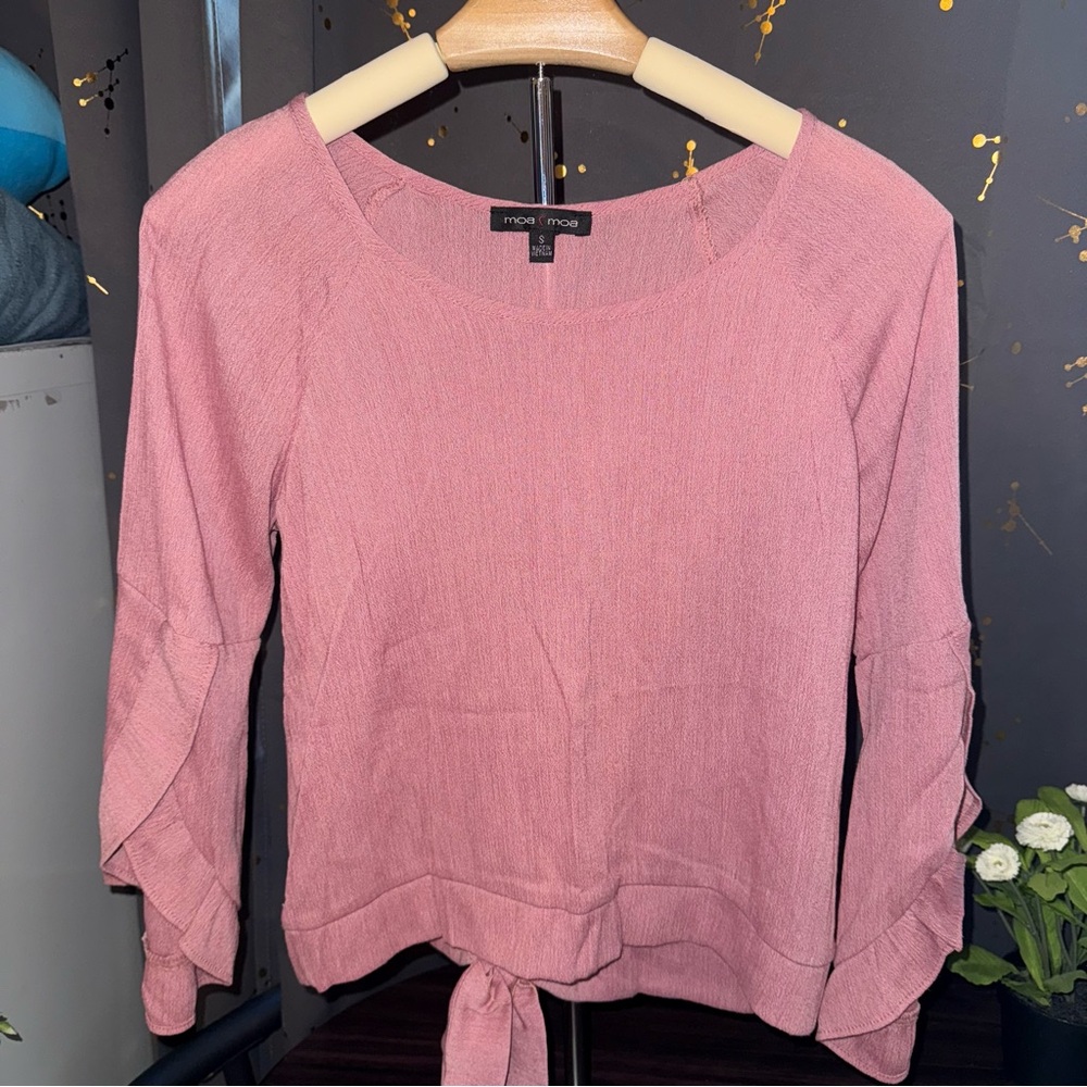 Moa Moa Dusty Rose Pink Blouse Long Sleeve